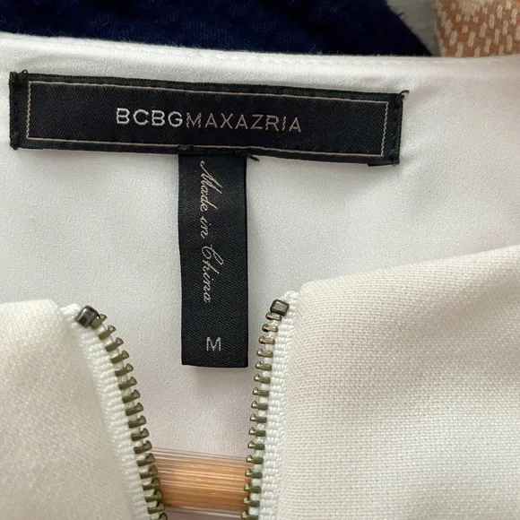 BCBG Maxazria Cream Zip Peplum Top (M) - Picture 3 of 3